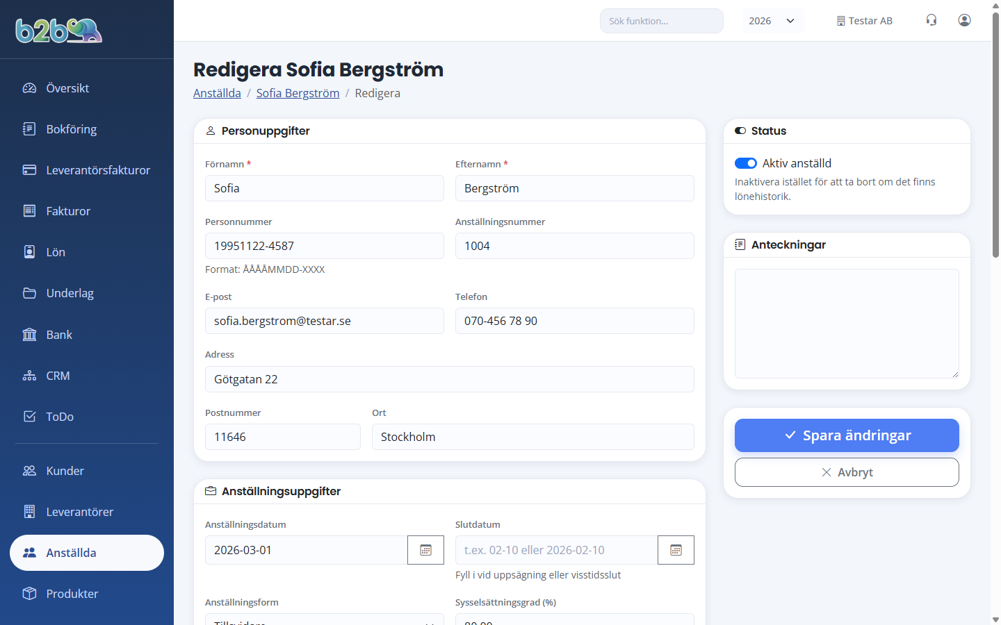 Redigera anställd