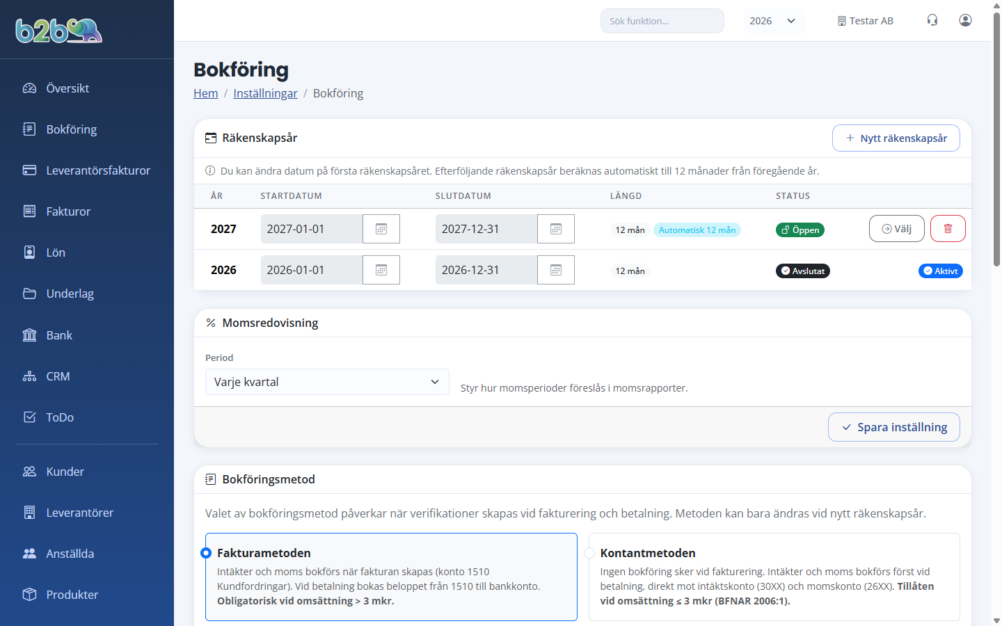 Bokföringsinställningar